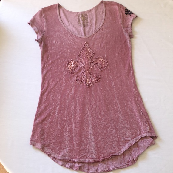Muted rose colored fleur de lis tunic - Picture 6 of 12